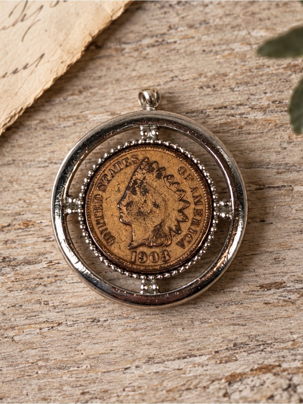 1903‎ Indian Head Penny Pendant, Whimsical Vintage Coin